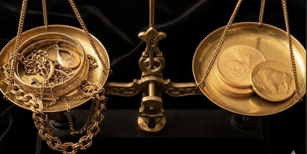Gold jewellery and weighing scale — gold price in India 2026